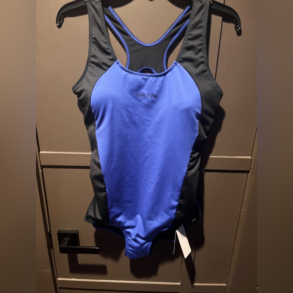 Baleaf Royal  Blue and Black One Piece Swimsuit SIZE 38 NEW